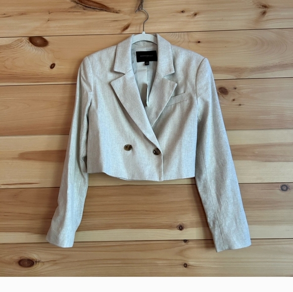 NWOT Banana Republic Linen Cotton Cropped Blazer - Picture 6 of 9